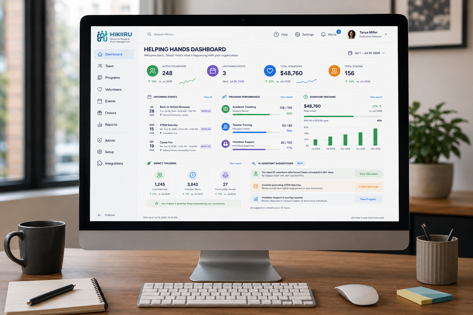 interface of task management module (for a productivity tools business)